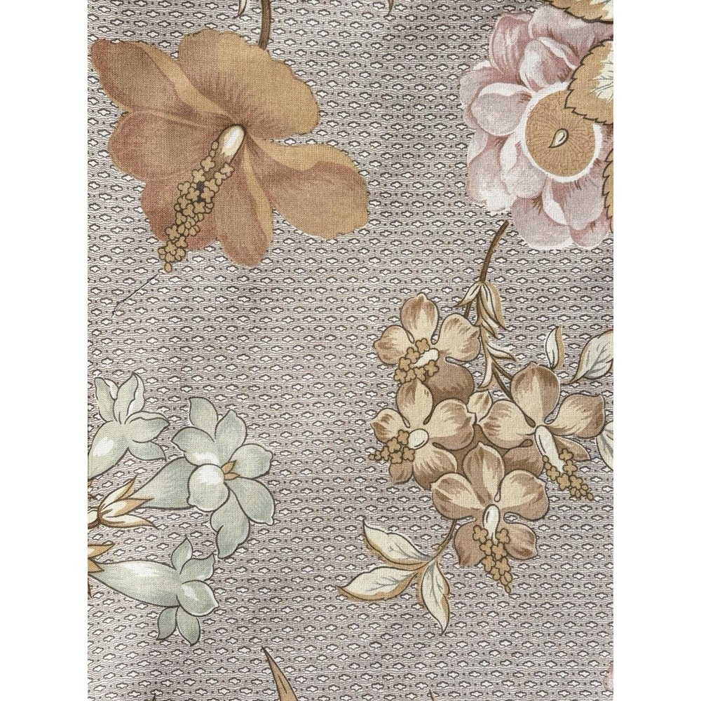 Hodsoll McKenzie Wild Airum Vintage Floral Cotton Drapery Fabric Taupe 3 Yards